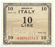 10 LIRE OCCUPAZIONE AMERICANA IN ITALIA MONOLINGUA BEP 1943 QFDS - Occupation Alliés Seconde Guerre Mondiale