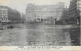 CPA Paris La Grande Crue De La Seine Janvier 1910 - La Rue Saint-Lazare Et La Cour De Rome - District 08