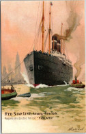 Finland Paquebot à Double Hélice, Red Star Line, From Serie Steamers Paintings Without Logo, By H. Cassiers - Steamers