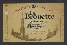 Etiquette De Bière Ambrée  -  Brasserie De Brunehault Pour La Taverne La Brouette à Bruxelles (Belgique) - Birra