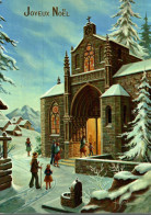 CPSM Joyeux Noël : Personnes Se Rendant à L'église - Autres & Non Classés