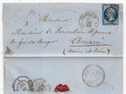Lettre Timbre Empire N° 14 PC Et Càd PAIMBOEUF /BATEAU A VAPr 1856 - 1849-1876: Période Classique