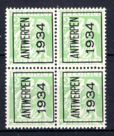 PRE275A MNH** 1934 - ANTWERPEN 1934 (4 Stuks) - Typos 1932-36 (Cérès Und Mercure)