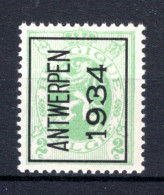 PRE269A MNH** 1934 - ANTWERPEN 1934  - Typo Precancels 1929-37 (Heraldic Lion)