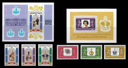 Grenada Grenadines 1978 Royalty Kings & Queens Of England, Queen Elizabeth II Silver Jubilee Stamps Souvenir Sheets MNH - Grenade (1974-...)