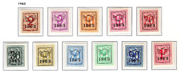PRE736/746 MNH** 1963 - Cijfer Op Heraldieke Leeuw Type F - REEKS 56 - Sobreimpresos 1951-80 (Chifras Sobre El Leon)
