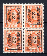 PRE66B MNH** 1922 - ANTWERPEN 22 ANVERS (4stuks)  - Typografisch 1922-31 (Houyoux)