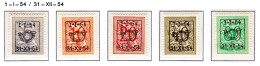 PRE640/644 MNH** 1954 - Cijfer Op Heraldieke Leeuw Type D - REEKS 46 - Sobreimpresos 1951-80 (Chifras Sobre El Leon)