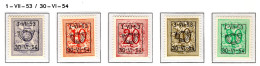PRE635/639 MNH** 1953 - Cijfer Op Heraldieke Leeuw Type D - REEKS 45 - Sobreimpresos 1951-80 (Chifras Sobre El Leon)