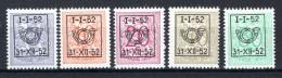 PRE620/624 MNH** 1952 - Klein Staatswapen Opdruk Type D - REEKS 42 - Typografisch 1951-80 (Cijfer Op Leeuw)