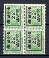 PRE59A MNH** 1922 - ANTWERPEN 22 ANVERS (4 Stuks) - Typo Precancels 1922-26 (Albert I)