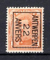 PRE54B MNH** 1922 - ANTWERPEN 22 ANVERS - Typos 1922-26 (Albert I)