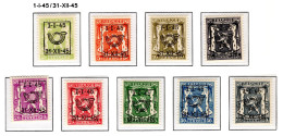 PRE529/537 MNH** 1945 - Klein Staatswapen Opdruk Type D - REEKS 28 - Typografisch 1936-51 (Klein Staatswapen)