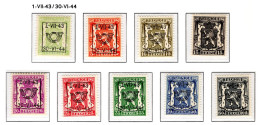 PRE502/510 MNH** 1943 - Klein Staatswapen Opdruk Type D - REEKS 25 - Sobreimpresos 1936-51 (Sello Pequeno)