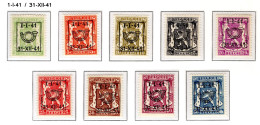 PRE455/463 MNH** 1941 - Klein Staatswapen Opdruk Type D - REEKS 20 - Typos 1936-51 (Petit Sceau)