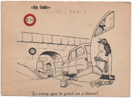 Humour : Illustration - P. Daries : " En Code " : Pin-up - Automobile : Tu Crois Que Le Pont Va S'élever ? - Humor
