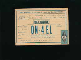 QSL Carte Radio - 1933 Paul Turlot Belgium Belqique ON-4EL  - Timbre RB QSL 10c Vers France - Amateurfunk