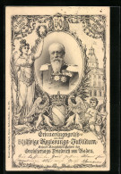 AK 50jähriges Regierungsjubiläum Grossherzog Friedrich Von Baden 1852-1902, Porträt, Wappen, Engel  - Koninklijke Families