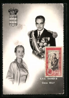 AK Prinz Rainier III. Von Monaco In Uniform Mit Orden Und Seiner Gattin Grace Kelly  - Royal Families