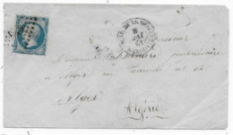 Lettre Timbre Empire N° 14 PC 1896  Et Càd ESCADRE DE LA MEDITee / MARSEILLE 1861 P / ALGER Indice 16 - 1849-1876: Classic Period