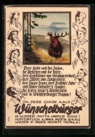 AK Ein Röhrender Hirsch, Reklame Für Die Wünschelburger Kornbrennerei Nitsche & Co.  - Publicité