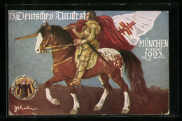 AK München, 13. Deutsches Turnfest 1923, Fahnenträger Zu Pferd, Münchener Kindl  - Autres & Non Classés