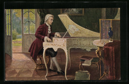 Künstler-AK Komponist Mozart Spielt Klavier  - Artistes