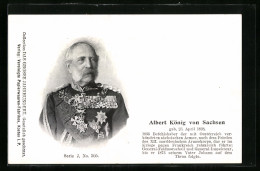 AK Portrait König Albert Von Sachsen In Uniform Mit Pour Le Merite  - Royal Families