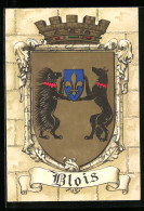 AK Wappen Von Blois Mit Stachelschwein Und Schwarzem Wolf, Die Ein Lilienschild Halten  - Genealogie