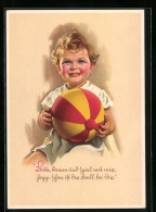 AK Kleines Kind Mit Einem Spielball  - Gebruikt