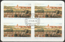 Deutschland 2005 Aus MH 59 Preußische Schlösser Und Gärten Mi-Nr. 2499 4er Block O Gest. EST Frankfurt( EK31/3 ) - Used Stamps