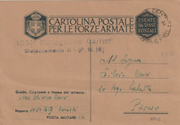 FRANCHIGIA 1943 SENZA FASCI ESENTE DA TASSE POSTALE VIAGGIATA (XT4267 - Portofreiheit
