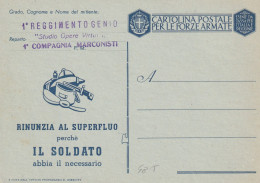 FRANCHIGIA NUOVA 1942 RINUNZIA AL SUPERFLUO I REGG GENIO (XT4164 - Portofreiheit