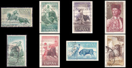 1960 - ESPAÑA - FIESTA NACIONAL TAUROMAQUIA - LOTE 8 SELLOS - Oblitérés