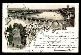 SUISSE - BASEL - CARTE LITHOGRAPHIQUE GRUSS VOYAGE EN 1897 - Autres & Non Classés