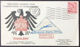 Newcastle Gliding Club, Camping Week, Stockton-on-Tees, Germania Posta 1964, Segelfliegerei A. Hardie, Poststempel YORK - Airplanes