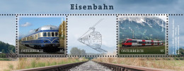 Austria Österreich L'Autriche 2024 Local Trains Railways Special Edition Set Of 2 Stamps In Block MNH - Trains