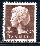 DANEMARK DANMARK DENMARK DANIMARCA 1974 1981 1976 QUEEN MARGRETHE 80o USED USATO OBLITERE' - Used Stamps