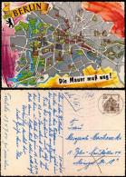 Ansichtskarte Mitte-Berlin Stadtplan Stadtkarte Die Mauer Muss Weg! 1966 - Mitte
