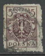 Pologne - Poland - Polen 1921-22 Y&T N°222 - Michel N°151 (o) - 5m Aigle National - K13,5 - Used Stamps
