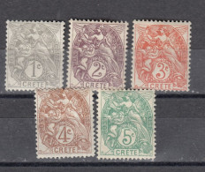 Crete 1902 - Definitives - 1 -5 C. MH (e-504) - Unused Stamps