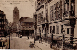 Dunkerque Hôtel De Ville , Beffroi, Rue Clémenceau (tacot , Side-car , Tramway (place D'Armes) , Timbrée En 1923 - Dunkerque