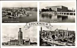 CPA Stockholm Schweden, Slottet, Stadshuset, Luftaufnahme - Sweden