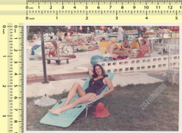 REAL PHOTO  SWIMSUIT WOMAN LIYNG ON BEACH SCENE FEMME SUR PLAGE PHOTO Snapshot - Personnes Anonymes