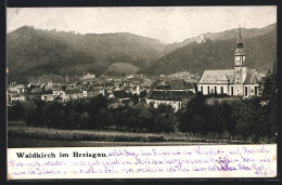 AK Waldkirch /Breisgau, Ortsansicht Mit Kirche  - Waldkirch