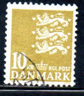 DANEMARK DANMARK DENMARK DANIMARCA 1972 1978 1976 SMALL STATE SEAL 10k USED USATO OBLITERE' - Used Stamps