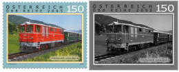 Austria Österreich L'Autriche 2024 Pinzgau Local Railway Train Locomotive Set Of Stamp And Black Print Proof MNH - Trains