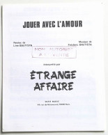 Partition Sheet Music ETRANGE AFFAIRE : Jouer Avec L'Amour * 80's Bautista - Cancionero