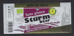 Etiquette De Bière  Bio Triple -  Brasserie Brunehaut (Belgique) Pour Sturmfrance à Bourg De Péage (26) - Birra