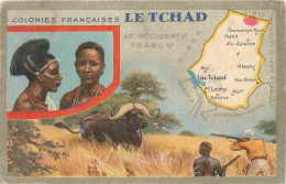 Tchad - Carte Les Colonie Françaises - Illustration - CPA - Voir Etat Au Dos - Voir Scans Recto-Verso - Ciad